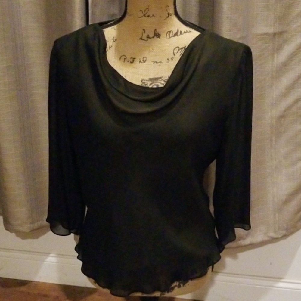 Blouse with sheer sleeves